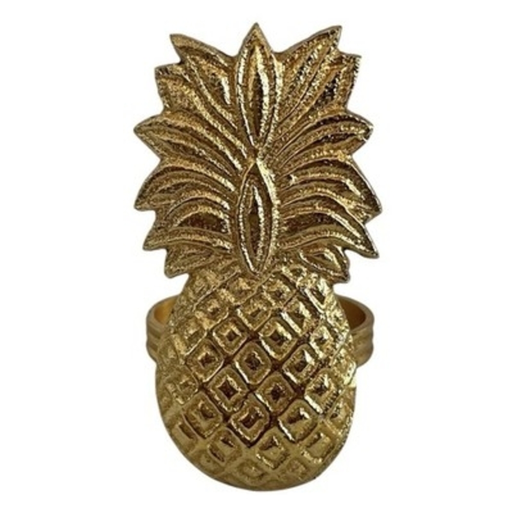 Gold Pineapple Metal Napkin Ring Holders Set of 9 New Wedding Dinner Decor NIP